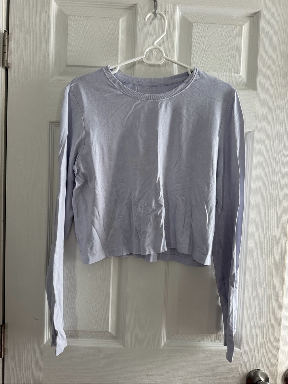 Light Lavender Long-Sleeve Cropped Crew Tee